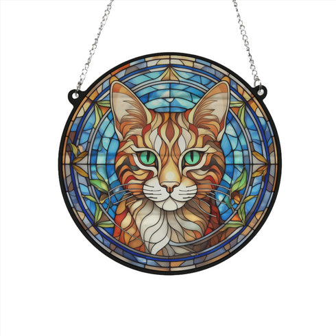 Cat Bengal Stained Glass Effect Suncatcher